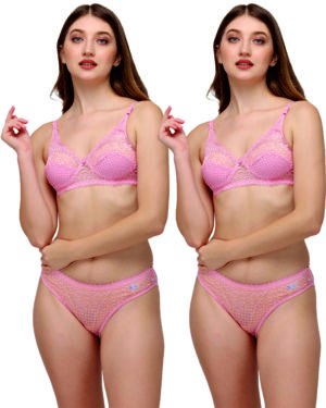 Women Hosiery Bikini Non Padded Bra & Panty Regular Set Pack of 2