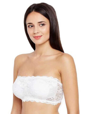 MULTIMOVE Women Transparent Strap Tube Bra Lace Cotton Blend Women’s Bralette Regular Wear